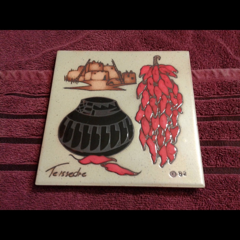 1982 Cleo Teissedre hand painted Ceramic Tile